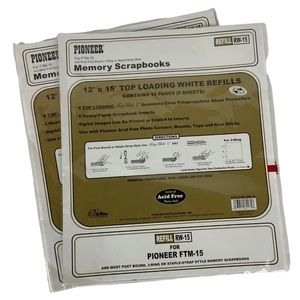 (2) Pioneer 12 x 15 White Memory Book Refill Pages 5 Sheets RW-15 for FTM-15